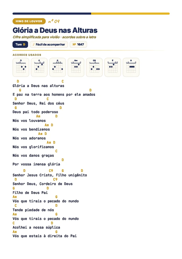 Hino de Louvor — Glória a Deus nas Alturas
