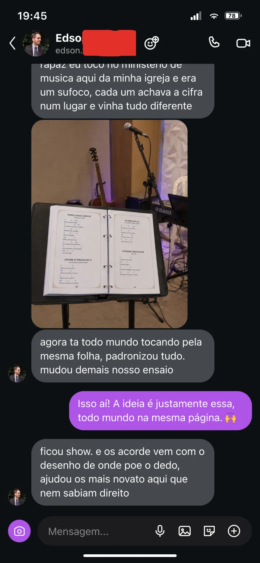 Depoimento de cliente no Instagram