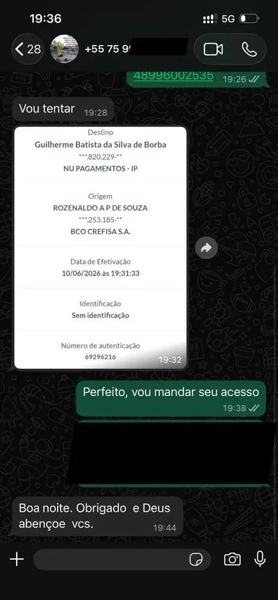 Print de cliente — agradecimento